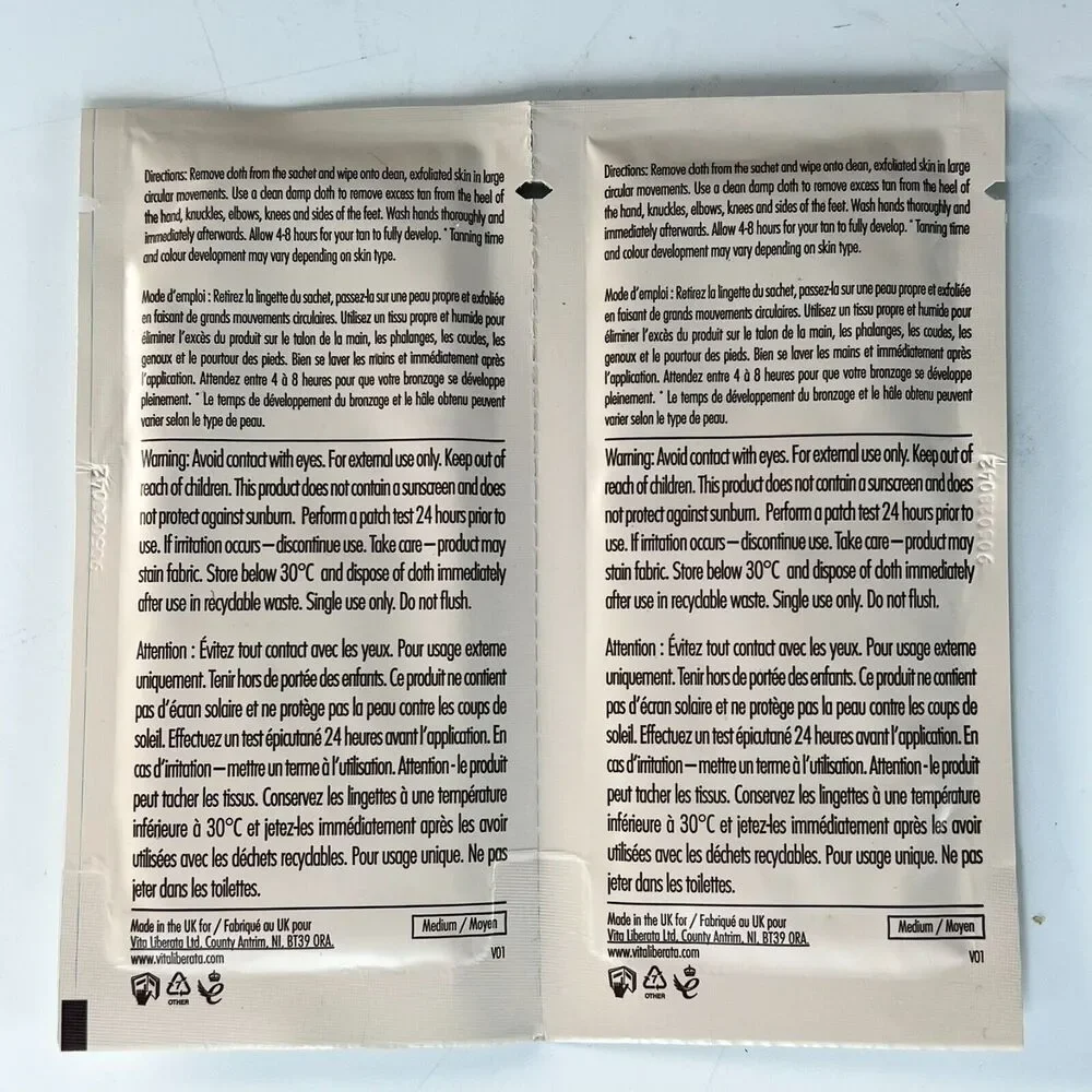 Vita Liberata Phenomenal Organic Tan Infused Cloths Wipes Medium Travel 2ct New